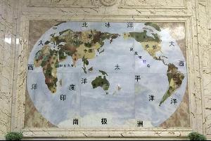 透光墙面世界地图-水刀拼花