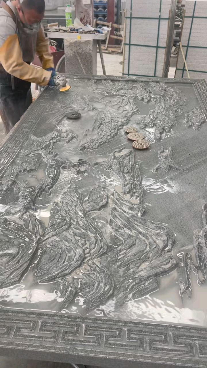 麻城贤昌石业异型石材加工厂主要对外五轴圆弧加工双面圆弧路沿绳锯加工雕刻