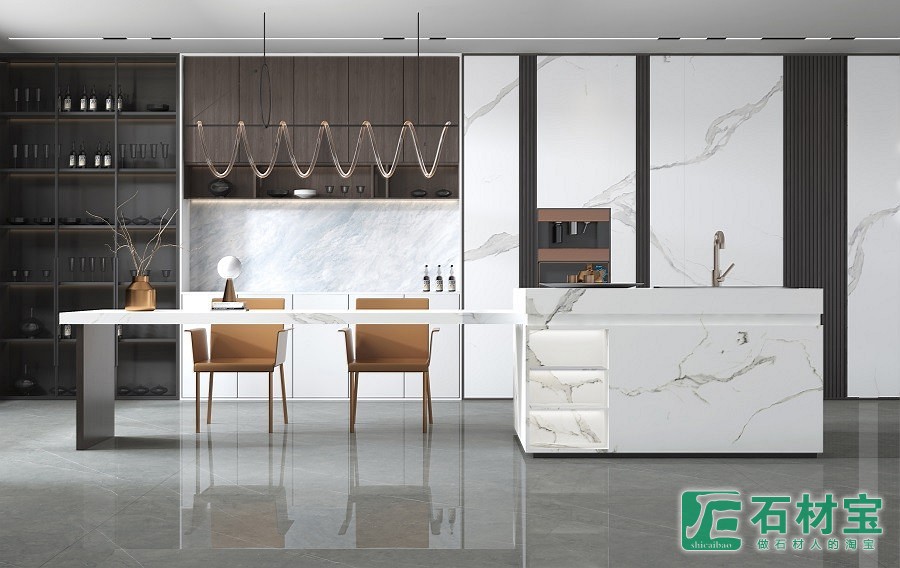 主砖：新维多利亚（哑面）中岛台＋阿玛尼浅灰（亮面）地面＋缪斯白(改）