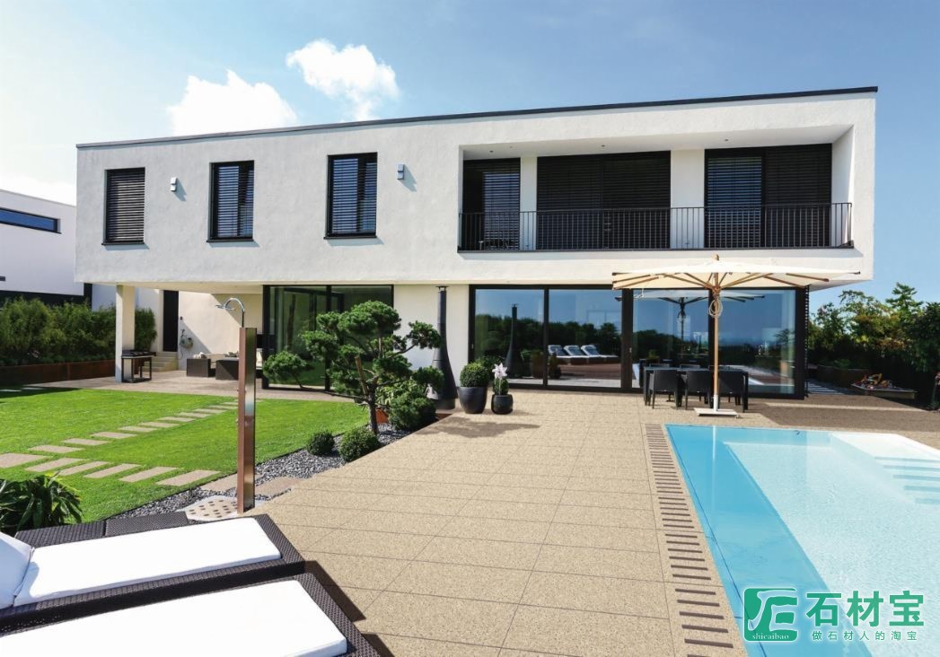 黄金麻别墅泳池、户外地面