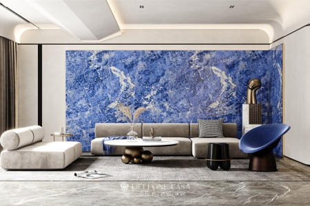 客厅-背景墙-斯里兰卡宝石蓝