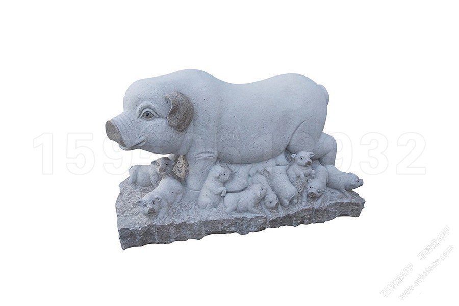 石雕猪 石头猪 十二生肖 动物雕刻