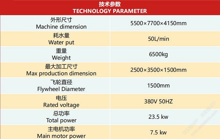 数控串珠绳锯 技术参数