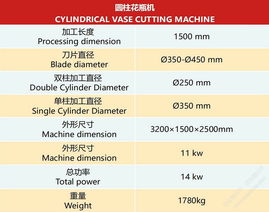 圆柱花瓶机 技术参数