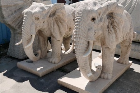 石雕非洲象看门大象石雕
