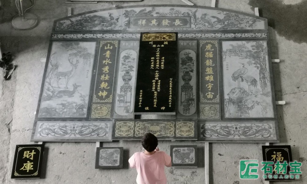 芝麻黑影雕工艺墓碑