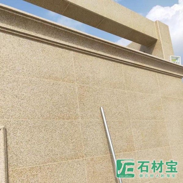 随州黄金麻光面 小区建筑外墙干挂工程 光面大理石墙面石板