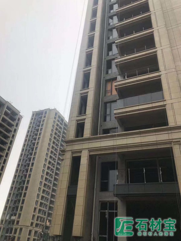 随州黄金麻石材厂家批发荔枝面火烧面光面花岗岩外墙干挂板工程案例