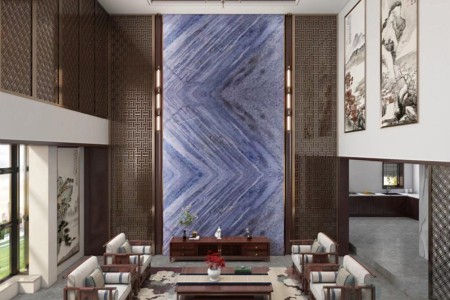 天然奢石背景墙蓝水晶 