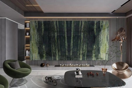 天然奢石背景墙绿斑竹 