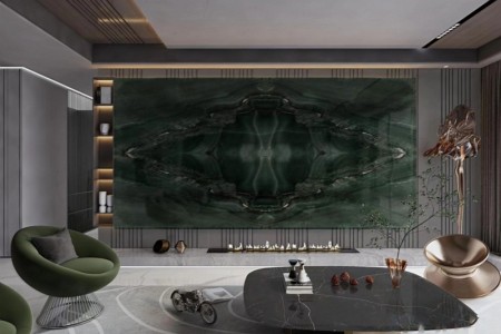 天然奢石龙纹绿背景墙