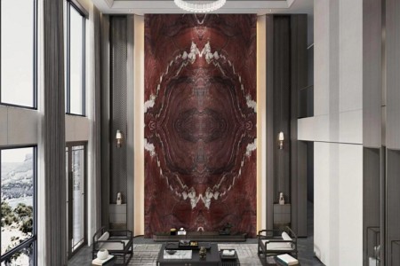 天然奢石红丝绸背景墙