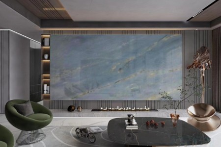 奢石天然电视墙面背景墙蓝水晶