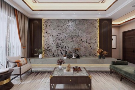 奢石天然电视墙面背景墙雪山蓝