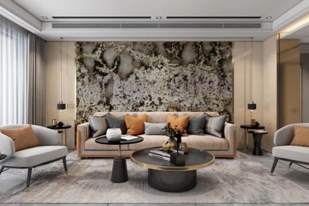 奢石天然电视墙面背景墙雪山银狐