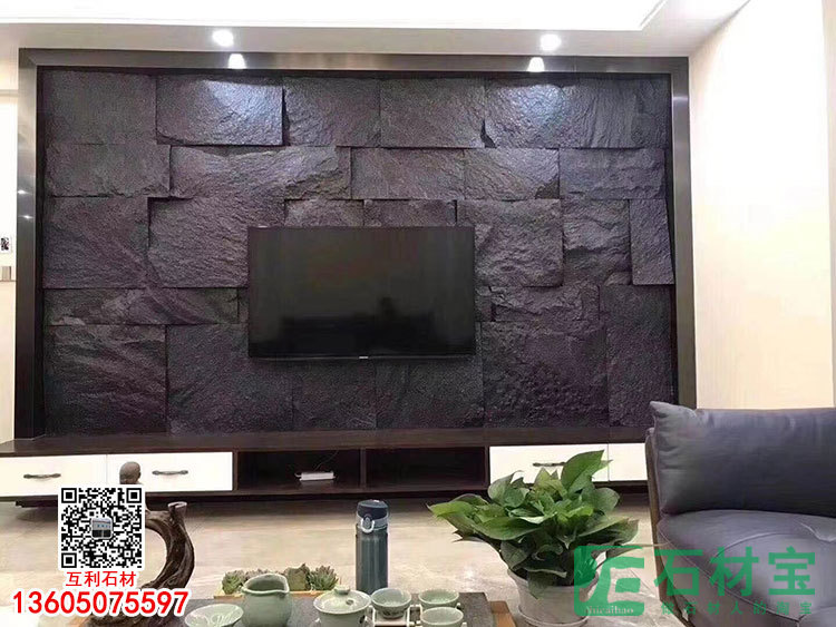 福建芝麻黑654石材文化石电视背景墙砖