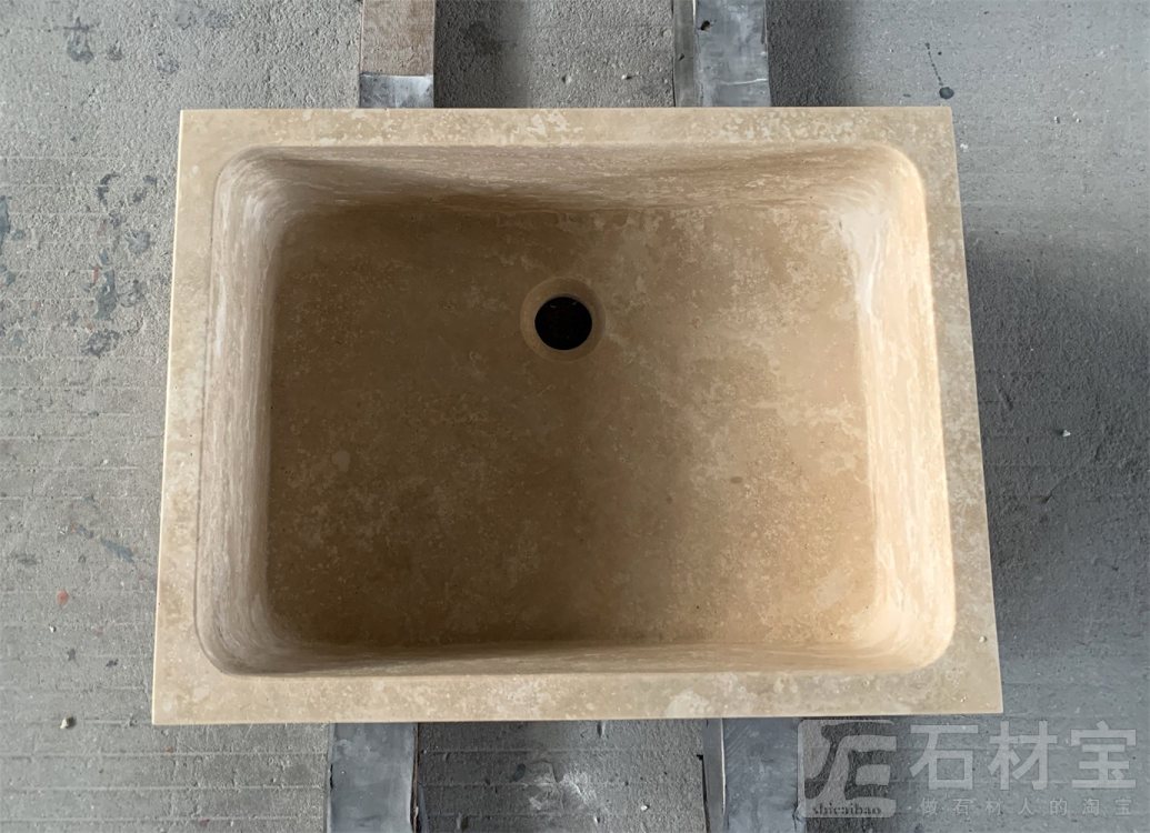 米黄洞一体盆