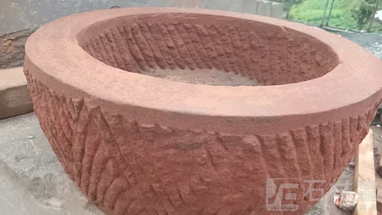 红砂岩花钵