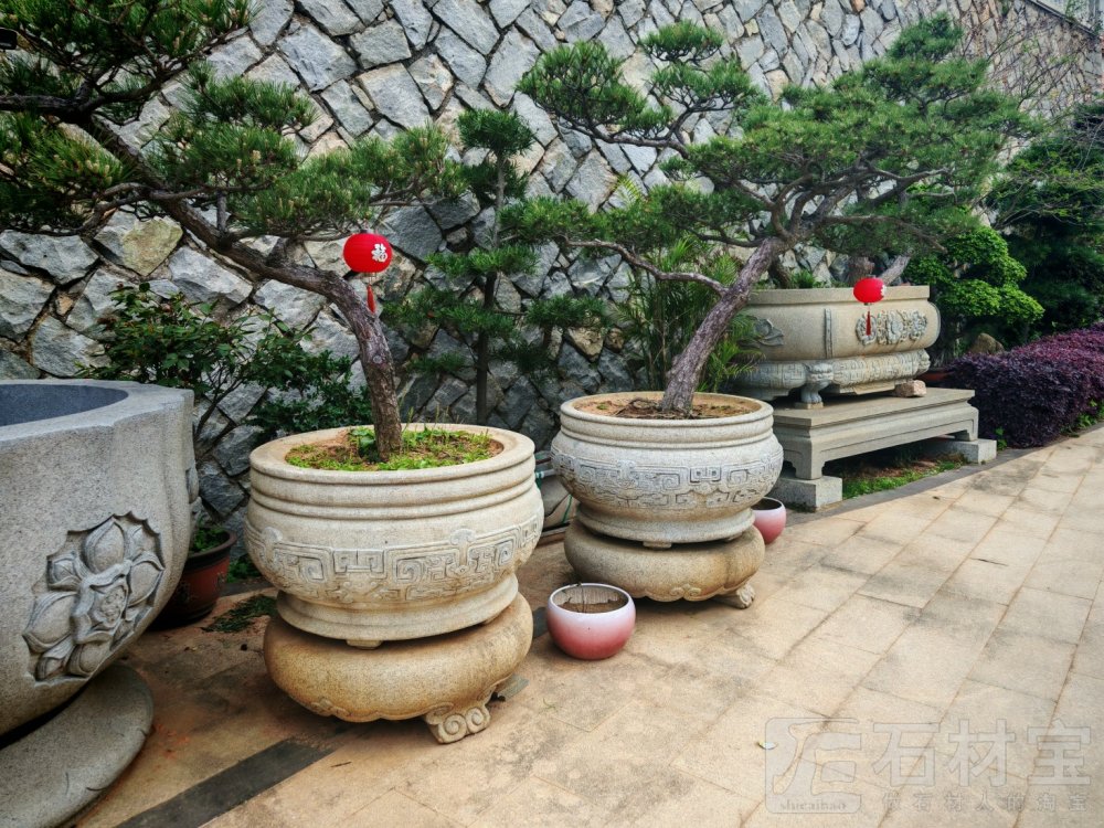 石雕鱼缸水缸树盆树缸树钵花盆花钵莲花缸荷花缸