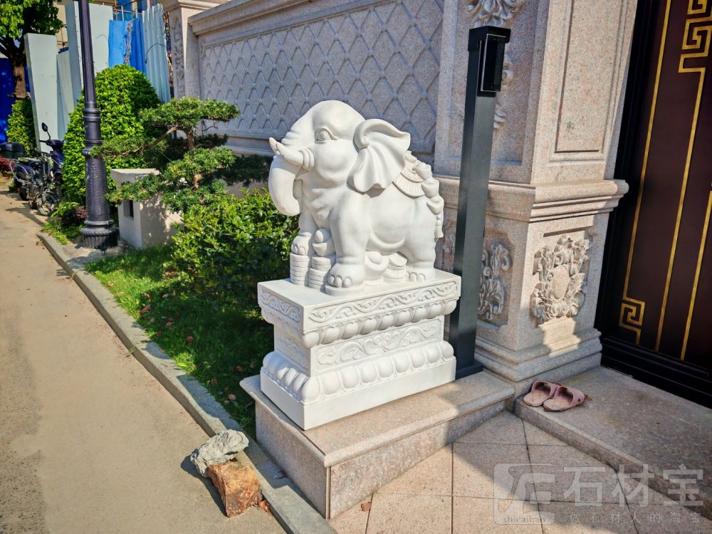 汉白玉大理石大象雕塑石雕大象貔貅麒麟石狮子动物雕刻