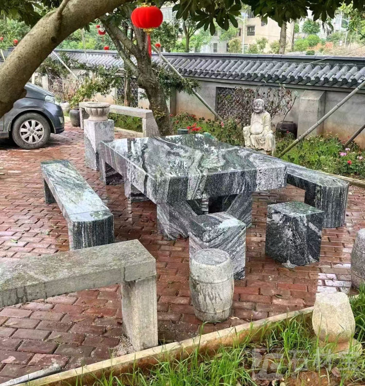 云墨山水石桌凳