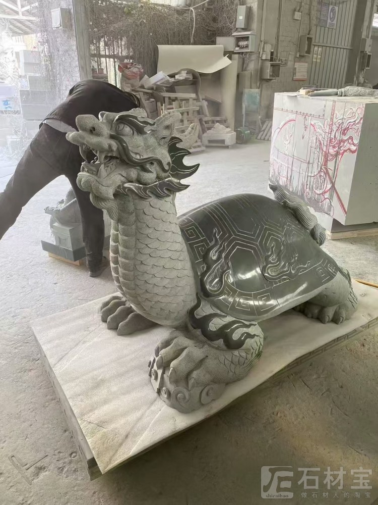 青石石雕龙头龟石雕龙龟玄武乌龟雕塑雕刻摆件摆设