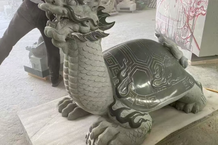 青石石雕龙头龟石雕龙龟玄武乌龟雕塑雕刻摆件摆设