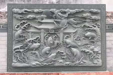 鲤鱼跃龙门浮雕