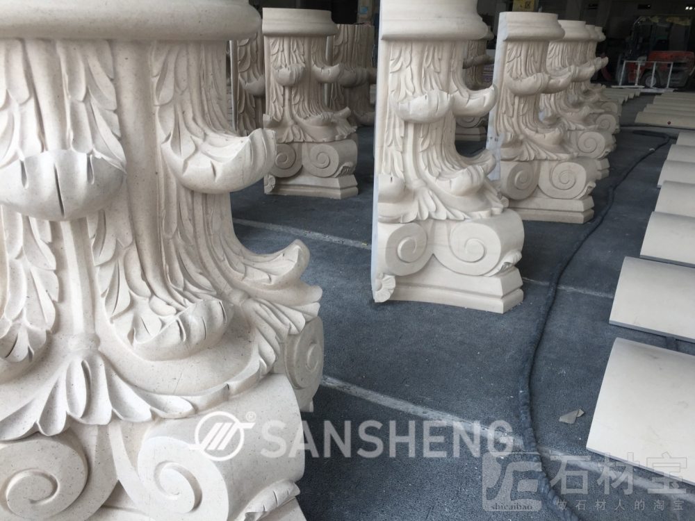 大理石圆柱罗马柱弧形板双弧板南斯拉夫白爵士白雅士白水晶白酒店大堂别墅整石外墙