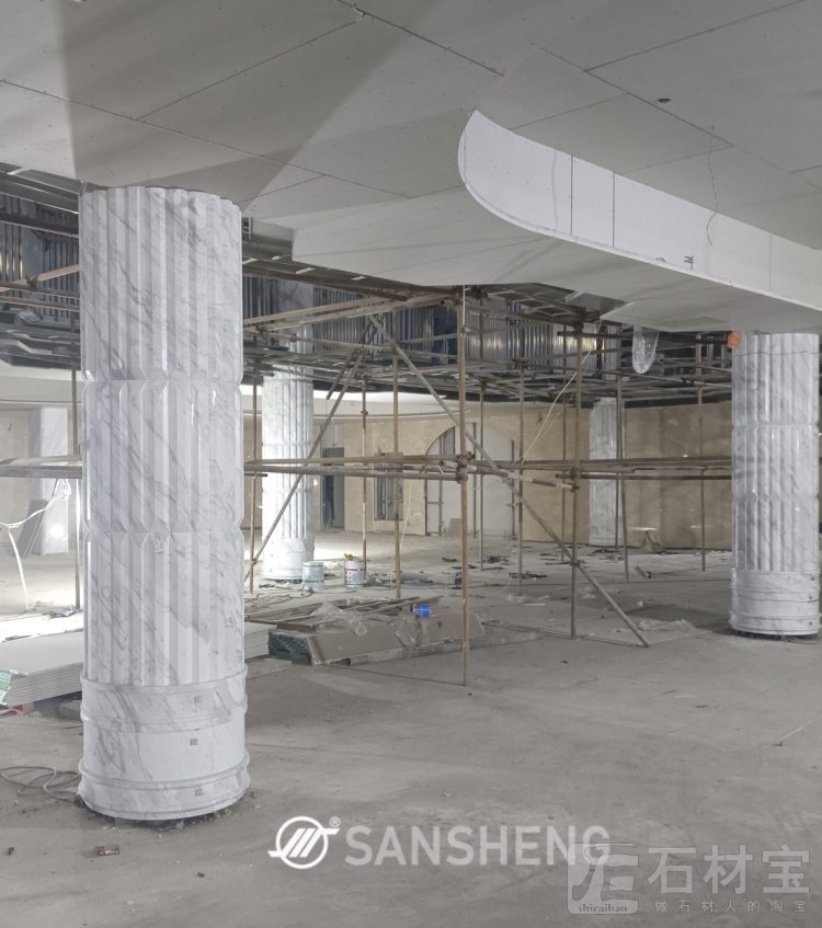 大理石圆柱罗马柱弧形板双弧板南斯拉夫白爵士白雅士白水晶白酒店大堂别墅整石外墙