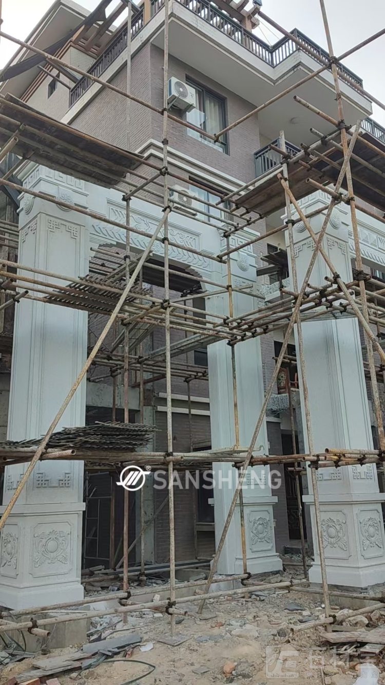 美国白金 整石传承别墅定制4米整石方柱圆柱