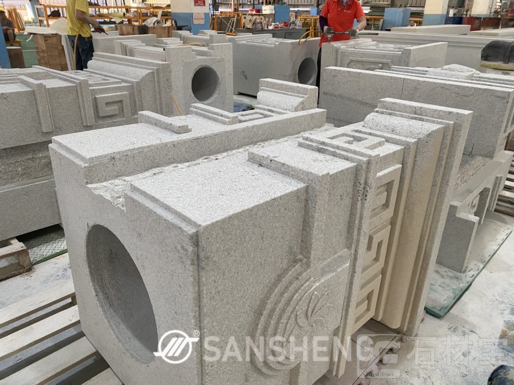 美国白金 整石传承别墅定制4米整石方柱圆柱