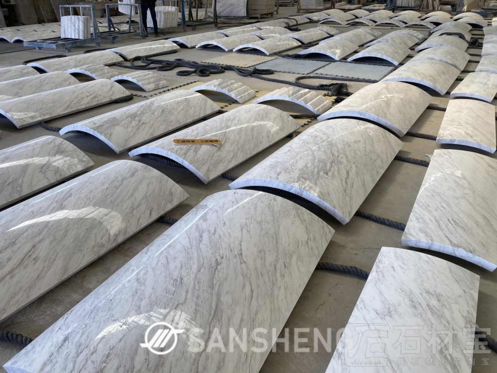 大理石罗马柱水晶白莎安娜酒店大理石圆柱大堂弧形板爵士白雅士白写字楼别墅整石外墙