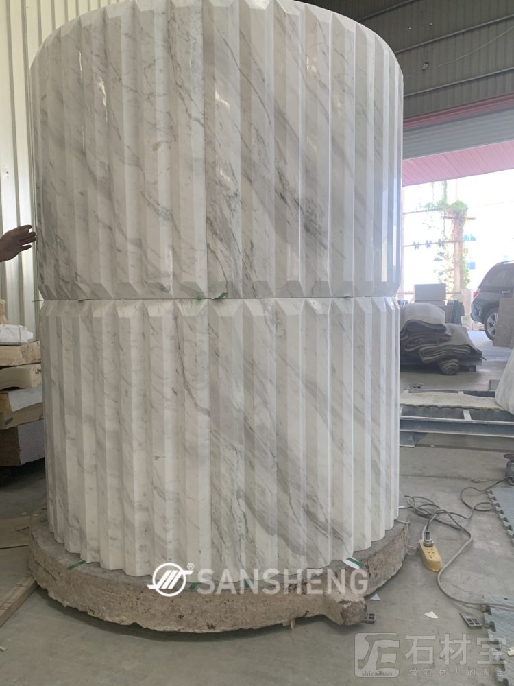 大理石罗马柱水晶白莎安娜酒店大理石圆柱大堂弧形板爵士白雅士白写字楼别墅整石外墙