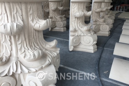 大理石圆柱罗马柱弧形板双弧板南斯拉夫白爵士白雅士白水晶白酒店大堂别墅整石外墙