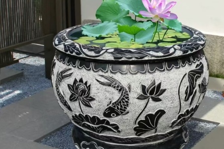 门海 石雕鱼缸 青石仿古缸