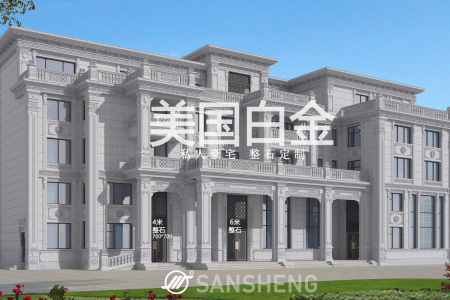 美国白金 整石传承别墅定制4米整石方柱圆柱