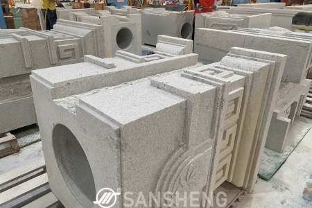 美国白金 整石传承别墅定制4米整石方柱圆柱