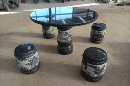 芝麻黑G654庭院石桌石凳