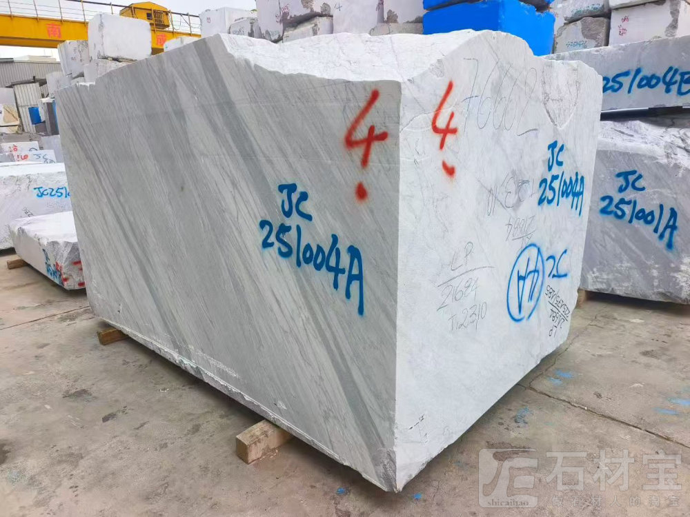 细纹雪花白荒料