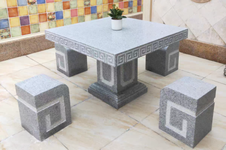 芝麻白方形石桌石凳