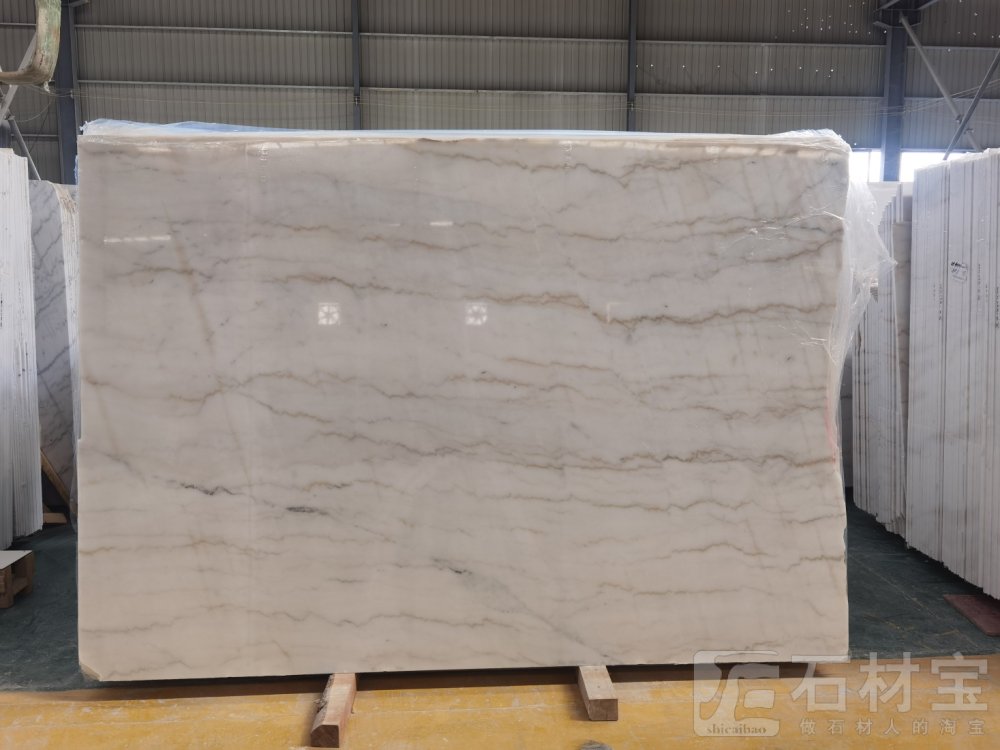 广西白大板 白底黄纹大理石