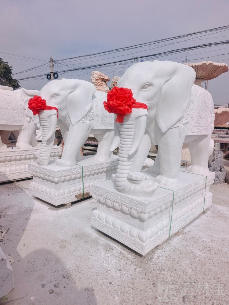 汉白玉石雕大象 雕刻精美规格齐全 可定制 13963761592