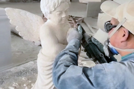 月光米黄小天使雕刻