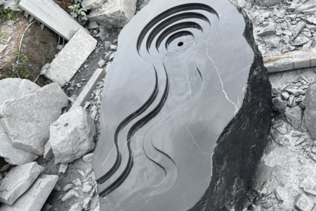 黑山石，水钵，汀步