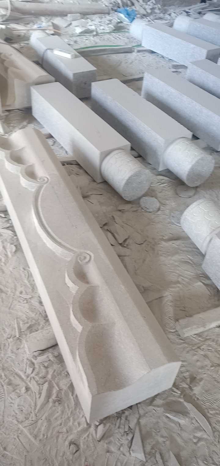 路沿石异形线条圆柱别墅石材河道栏杆市政石材白麻灰麻636永