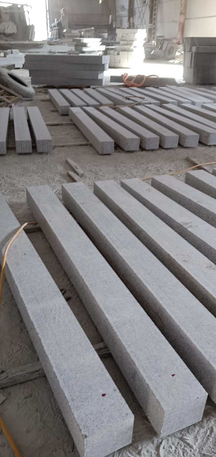 路沿石异形线条圆柱别墅石材河道栏杆市政石材白麻灰麻636永