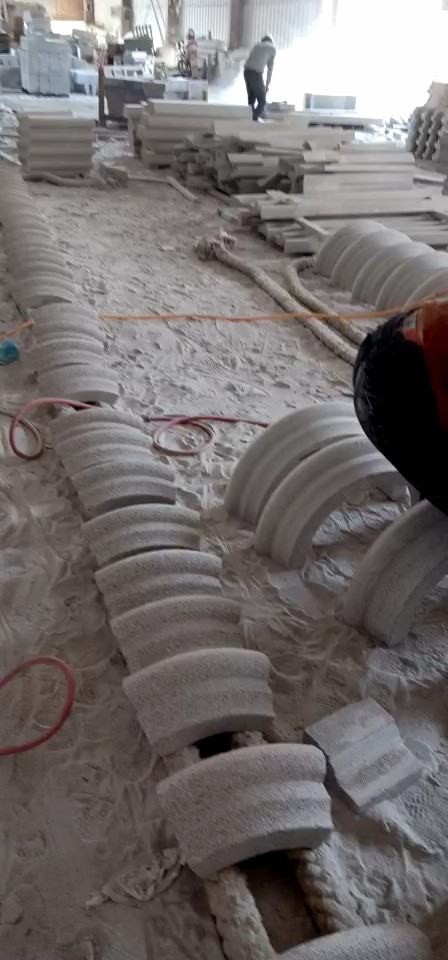 路沿石异形线条圆柱别墅石材河道栏杆市政石材白麻灰麻636永