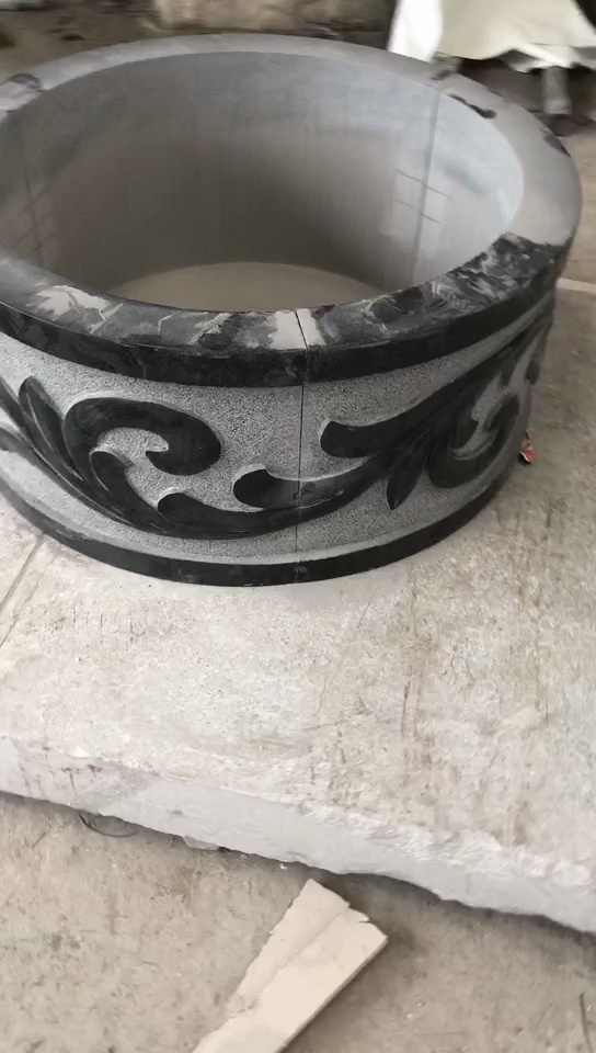 批发进口花岗岩黑金沙加工圆柱罗马柱雕花板门套线条栏杆等异形