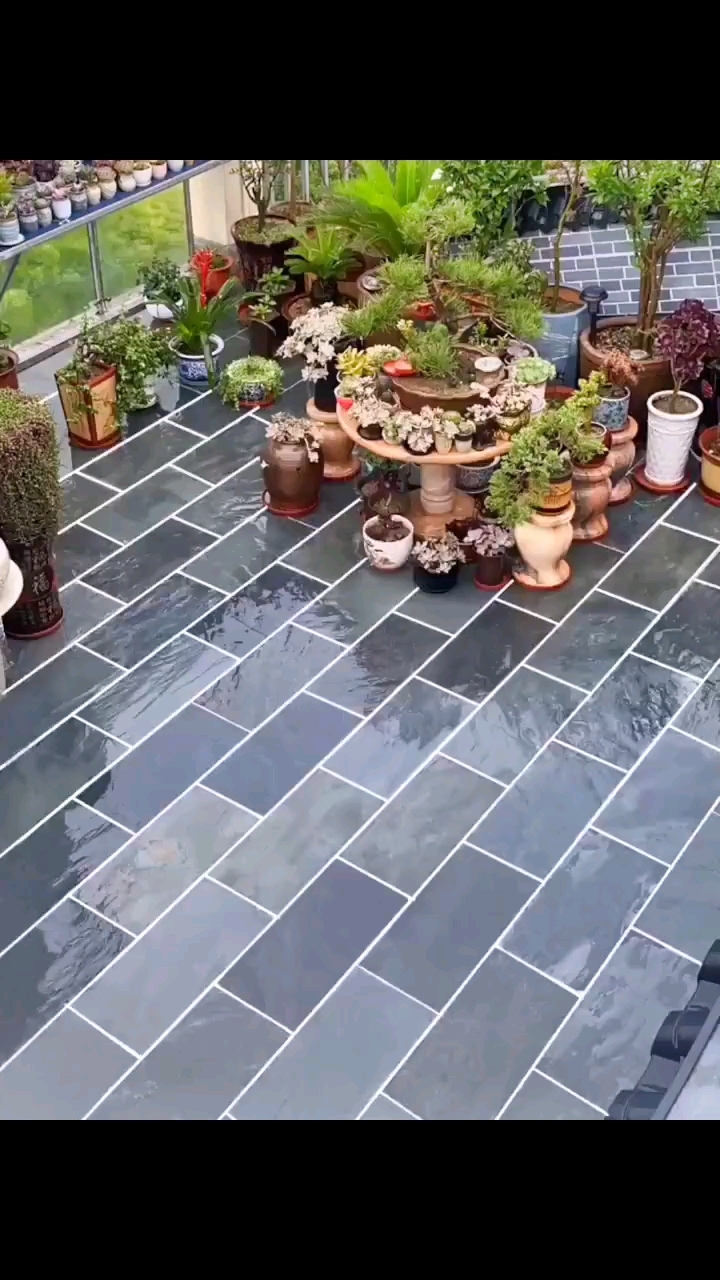 自然面青石板制作过程